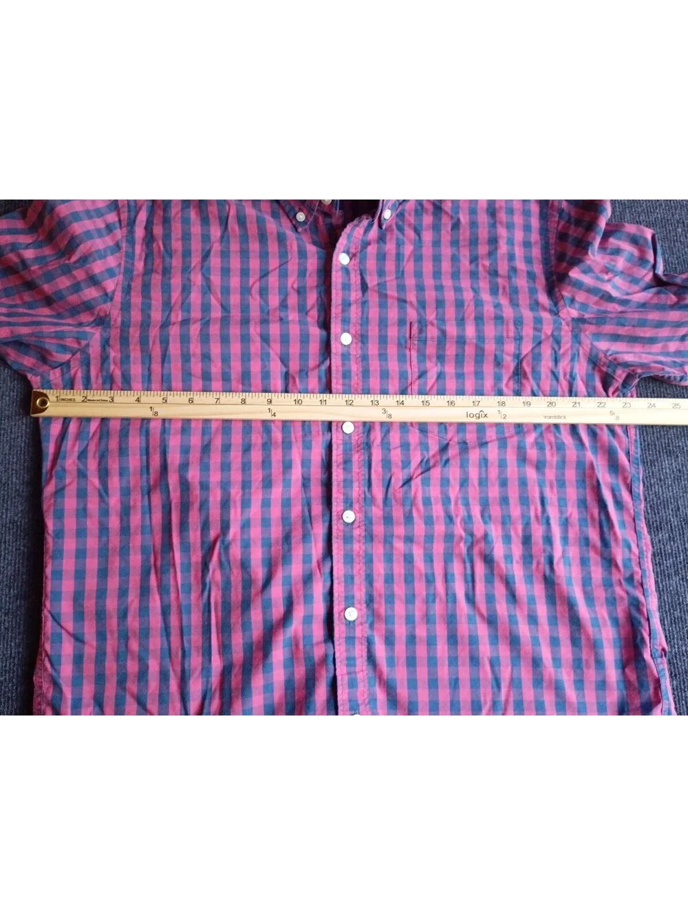 J.Crew Performance Slim Untucked Button-Down Shirt XL Pink and Blue Check